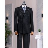Italyan Stil Slim Fit Kruvaze Erkek Tek Ceket Siyah T14336 - 50