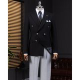 Italyan Stil Slim Fit Kruvaze Erkek Tek Ceket Siyah T14397 - 48