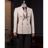 Italyan Stil Slim Fit Kruvaze Erkek Tek Ceket Vizon T14283 - 48