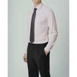 Italyan Stil Slim Fit Likralı Çizgili Kravat Yaka Erkek Gömlek Lila T11927