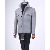 Italyan Stil Slim Fit Mevsimlik Kaşe Erkek Mont Gri T13521