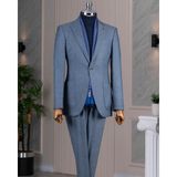 Italyan Stil Slim Fit Mono Yaka Ceket Pantolon Takım Elbise Lacivert T12584 - 48