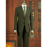 Italyan Stil Slim Fit Mono Yaka Ceket Pantolon Takım Elbise Yeşil T14748 - 50