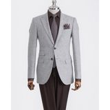 Italyan Stil Slim Fit Mono Yaka Erkek Tek Ceket Gri T13348 - 46