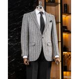 Italyan Stil Slim Fit Mono Yaka Erkek Tek Ceket Gri T13593 - 48