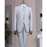 Italyan Stil Slim Fit Sivri Yaka Ceket Pantolon Takım Elbise Gri T14256 - 46