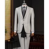 Italyan Stil Slim Fit Sivri Yaka Ceket Pantolon Takım Elbise Gri T14911 - 46