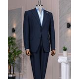 Italyan Stil Slim Fit Sivri Yaka Ceket Pantolon Takım Elbise Lacivert T14254 - 46