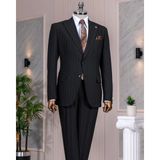 Italyan Stil Slim Fit Sivri Yaka Ceket Pantolon Takım Elbise Siyah T14253 - 46
