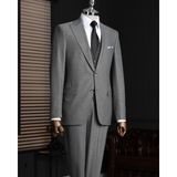 Italyan Stil Slim Fit Sivri Yaka Ceket Yelek Pantolon Takım Elbise Antrasit T14798 - 46