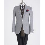 Italyan Stil Slim Fit Sivri Yaka Erkek Ceket Gri T13241 - 48
