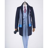 Italyan Stil Slim Fit Sivri Yaka Yün Karışımlı Kaşe Erkek Kaban Lacivert T13364 - 46
