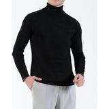 Italyan Stil Slim Fit Triko Balıkçı Yaka Boğazlı Kazak Siyah T13093 - XL