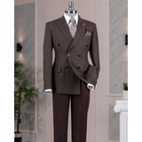 Italyan Stil Slim Kruvaze Erkek Tek Ceket Kahverengi T13661 - 46