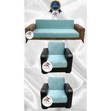 Italyan Süet Koruyucu Esnek Elastik Kolsuz Koltuk Örtüsü - Mint - 3+1+1 (3 Parça Set) - 10 x 10 cm - Mint Yeşili