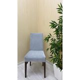 Italyan Süet Kumaş Lastikli Kaymaz Esnek Sandalye Koruyucu Örtü - Açık Gri - Beş Adet - 40 x 40 cm