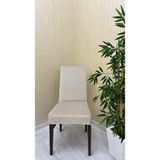Italyan Süet Kumaş Lastikli Kaymaz Esnek Sandalye Koruyucu Örtü - Bej - Dört Adet - 40 x 40 cm