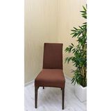 Italyan Süet Kumaş Lastikli Kaymaz Esnek Sandalye Koruyucu Örtü - Kahverengi - Dört Adet - 40 x 40 cm