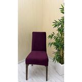 Italyan Süet Kumaş Lastikli Kaymaz Esnek Sandalye Koruyucu Örtü - Mürdüm - Dört Adet - 40 x 40 cm