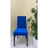 Italyan Süet Kumaş Lastikli Kaymaz Esnek Sandalye Koruyucu Örtü - Saks Mavi - Bir Adet - 40 x 40 cm - Saks Mavisi
