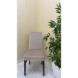Italyan Süet Kumaş Lastikli Kaymaz Esnek Sandalye Koruyucu Örtü - Vizon - Üç Adet - 40 x 40 cm