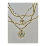 İtalyan Zincir Çelik Çoklu Kombin Kolye Nazar Göz Model-4 ADET NFS28460106