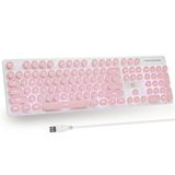 iTastatur Daktilo Klavye 104 tuşlu Punk Oyun Retro Klavye LED Beyaz Arkadan Aydınlatmalı Sevimli Klavye Kablolu USB ile PC/Win/Mac/Dizüstü Bilgisayar Klavyesi için Uygun (Pembe)