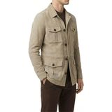 Itayan Stil Slim Fit Düğmeli Orijinal Süet Deri Mont Bej T11681