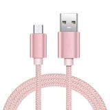 iTechCover Örgülü USB Kablosu Şarj Kablosu/Şarj Cihazı Güç Kablosu SONY Xperia Z1 TABLET ile Uyumlu/Pembe Altın / (3 m / 9,9 ft)