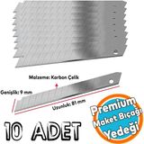 İthal 10'Lu 10 Adet 9 Mm X 81 Mm Maket Bıçağı Yedeği Ucu Kırılabilir Yedek Uç Bıçak Ucu Jilet