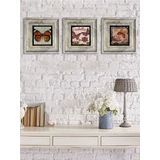 İthal Çerçeveli Taş Baskılı Duvar Tablosu Seti (20 x 20 cm) 3 lü set -Oscar Stone Decor