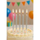 İTHAL Doğum Günü Mumu 11 cm Çubuk Mum Silver, Gümüş Rengi, Parti, Kutlama, Iyiki Doğdun
