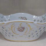 İthal El Yapımı Porselen beyaz renk şekerlik altın renk dokunuşlu 21x13cm, yükseklik 8