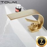 İthal Faucet Banyo Lavabo Bataryası Mat Gold Renk Şelale Yeni Model 7 Yıl Garantili İthal