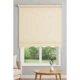 Ithal Kalın Kumaş Krem Güneşlik Stor Perde Etek Dilimli Hediye (Alüminyum Kasa) - 30 x 30