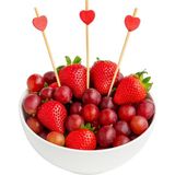İTHAL Kalpli Kürdan Bambu 50 Adet 12CM, Parti, Sunum, Süslü, Kokteyl, Renkli, Çubuk, Doğum Günü, hamburger kürdanı - Kırmızı