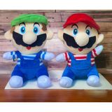 İthal Kumaş Süper Mario Kardeşler Mario Luigi 2'li Set Figür Peluş Oyuncak Uyku Oyun Arkadaşı 20 Cm.