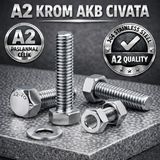 İTHAL M8*20 Altıköşe Başlı Krom A2 Paslanmaz Civata - 40 Adet