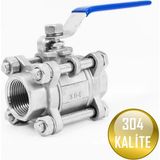 İTHAL Paslanmaz Çelik Küresel Vana Dişli Krom 304 Kalite 3 Parçalı PN63 - 3/4'' (DN20)
