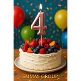 İTHAL Rakam Mum Rose Gold, Büyük Boy, 14,5cm, Iyi Kalite, Doğum Günü - 4 Yaş