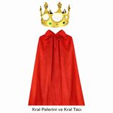 İthalat® 90 Cm Kral Pelerini Altın Kral Tacı Seti