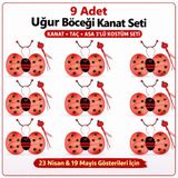İthalat® 9’Lu Uğur Böceği Ateş Böceği Kostüm Seti – Kanat Taç Asa