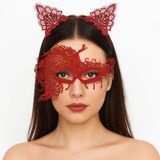 İthalat® Alevin Zarafeti Kırmızı Dantel Maske Taç Seti 4 No – Kadın Kostüm Tamamlayıcı