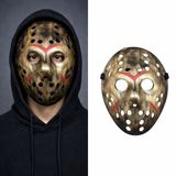 İthalat® Bakır Renk Kırmızı Çizgili Tam Yüz Hokey Jason Maskesi Hannibal Maskesi