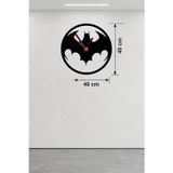 İthalat® Batman Yarasa Logolu Ahşap Duvar Saati - 40X40 Cm Dekoratif Dc Temalı