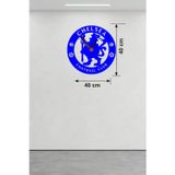 İthalat® Chelsea Fc Logolu Ahşap Duvar Saati - 40X40 Cm Taraftar Hediyesi