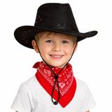 İthalat® Çocuk Kovboy Şapka Siyah &Amp; Kırmızı Bandana Fular Seti
