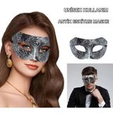 İthalat® Gümüş Eskitme Yüz Maskesi - Antik Tarz Balo Maskesi