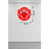 İthalat® Manchester United Logolu Ahşap Duvar Saati - 40X40 Cm Taraftar Hediyesi