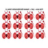 İthalat® Uğur Böceği Kostüm Seti - Kanat Taç Asa 3 Parça 12 Adet